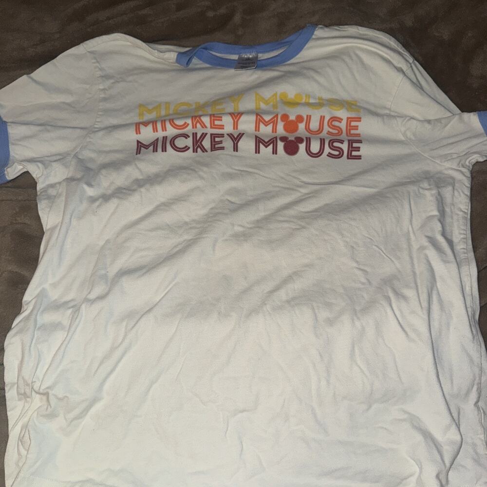 Disney‎ Mickey Mouse Retro Ringer Logo T Shirt Size XL